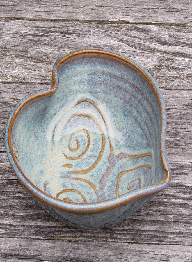 Castle Arch Pottery Ireland Castle Arch Pottery Irish Pottery Bowl Hand-Glazed, Heart Shaped Design 6" Diameter by 2" Height with Celtic Spiral Motif - Handcrafted In Ireland - Lead & Cadmium Free, Irish Gifts For Men & Women - Image 3